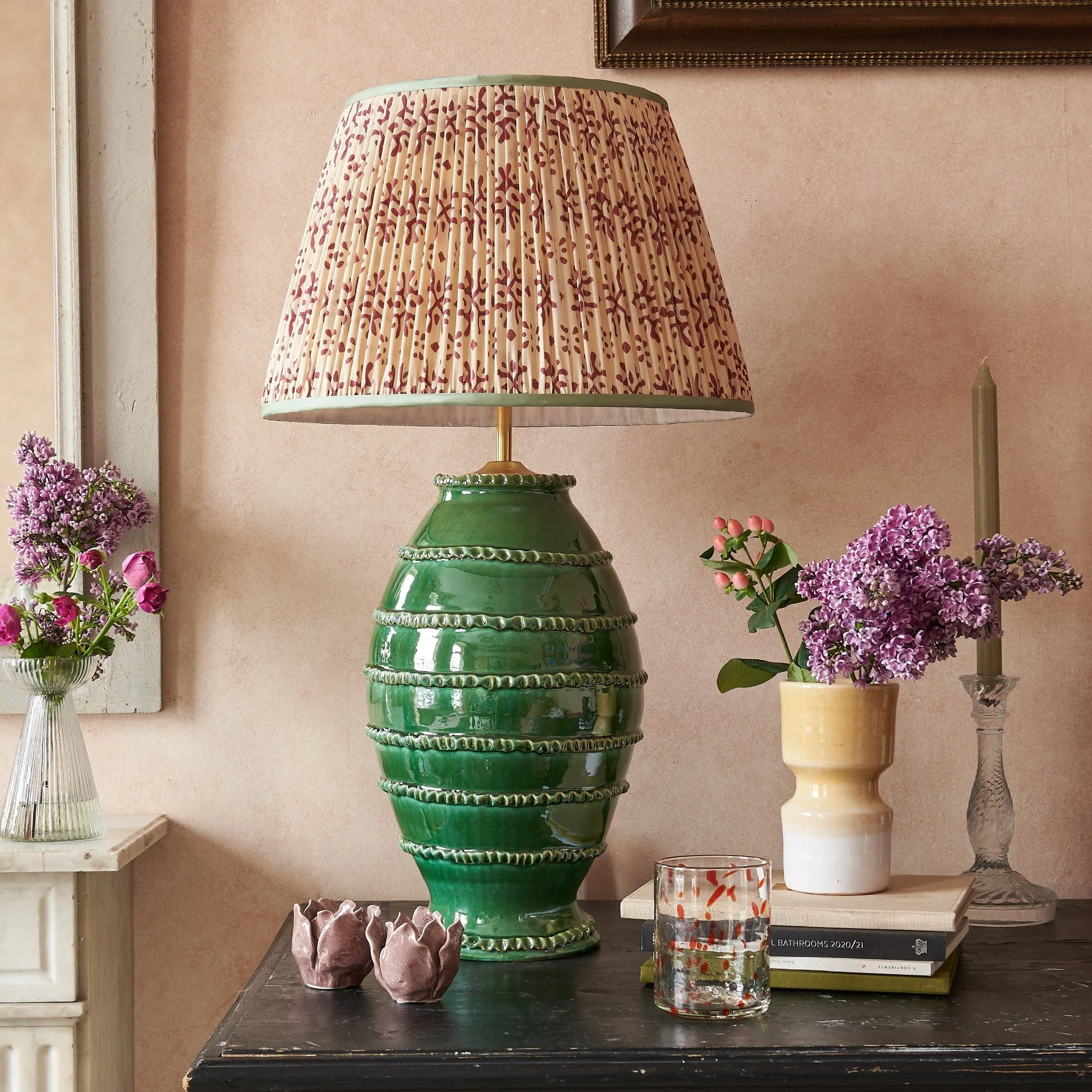 Penny Morrison | Green Wiggle Ribbed Urn Ceramic Lamp Base